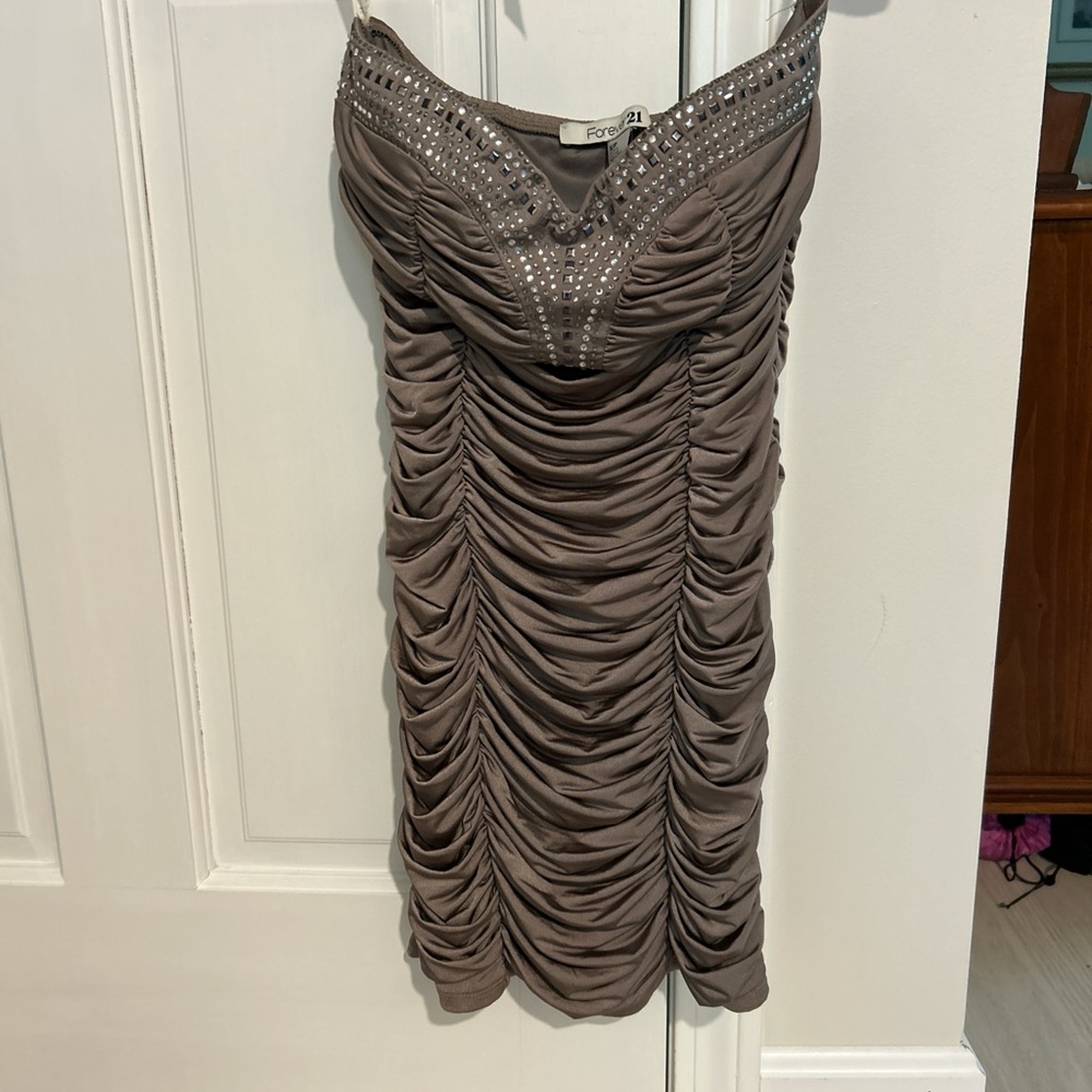 Forever 21 Taupe Dress with Stud Accents
